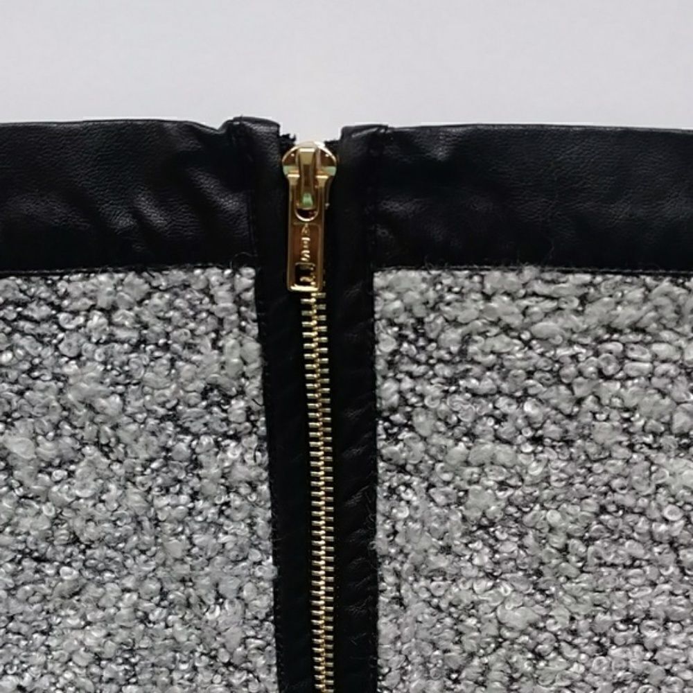 Melissa Paige Wool Skirt Black & White Bouclé Zip Pencil Skirt, Size 14 - Picture 6 of 8